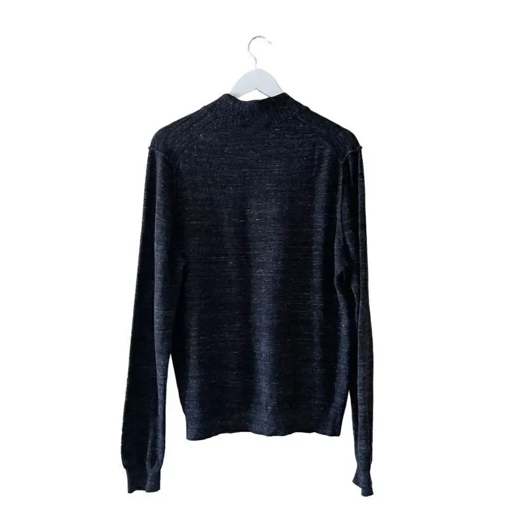 Express Heather Navy V Neck Long Sleeves Cotton Wool Blend Men’s SZ M #1526
